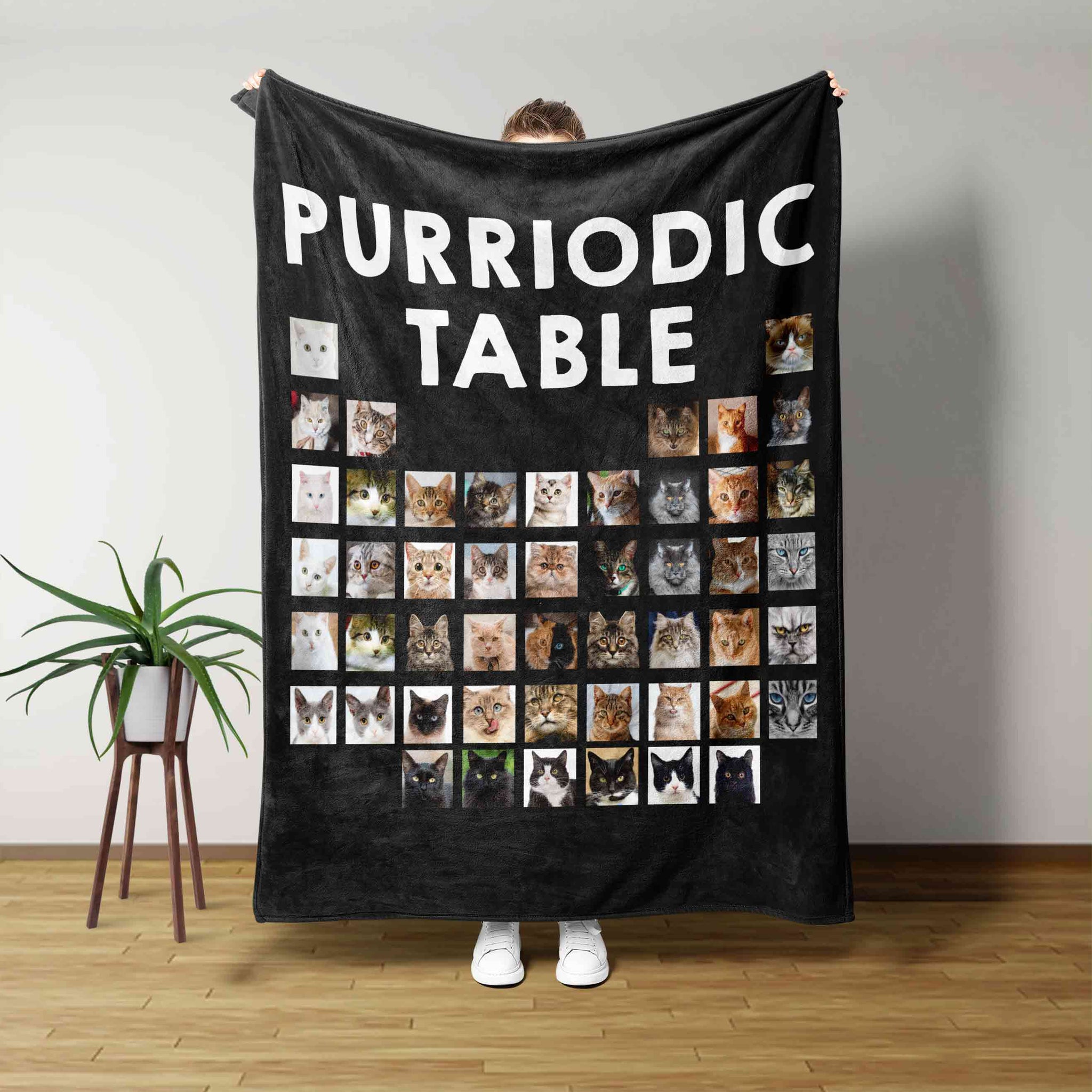 Purriodic Table Blanket, Cat Blanket, Custom Image Blanket, Family Blanket, Blanket For Gift