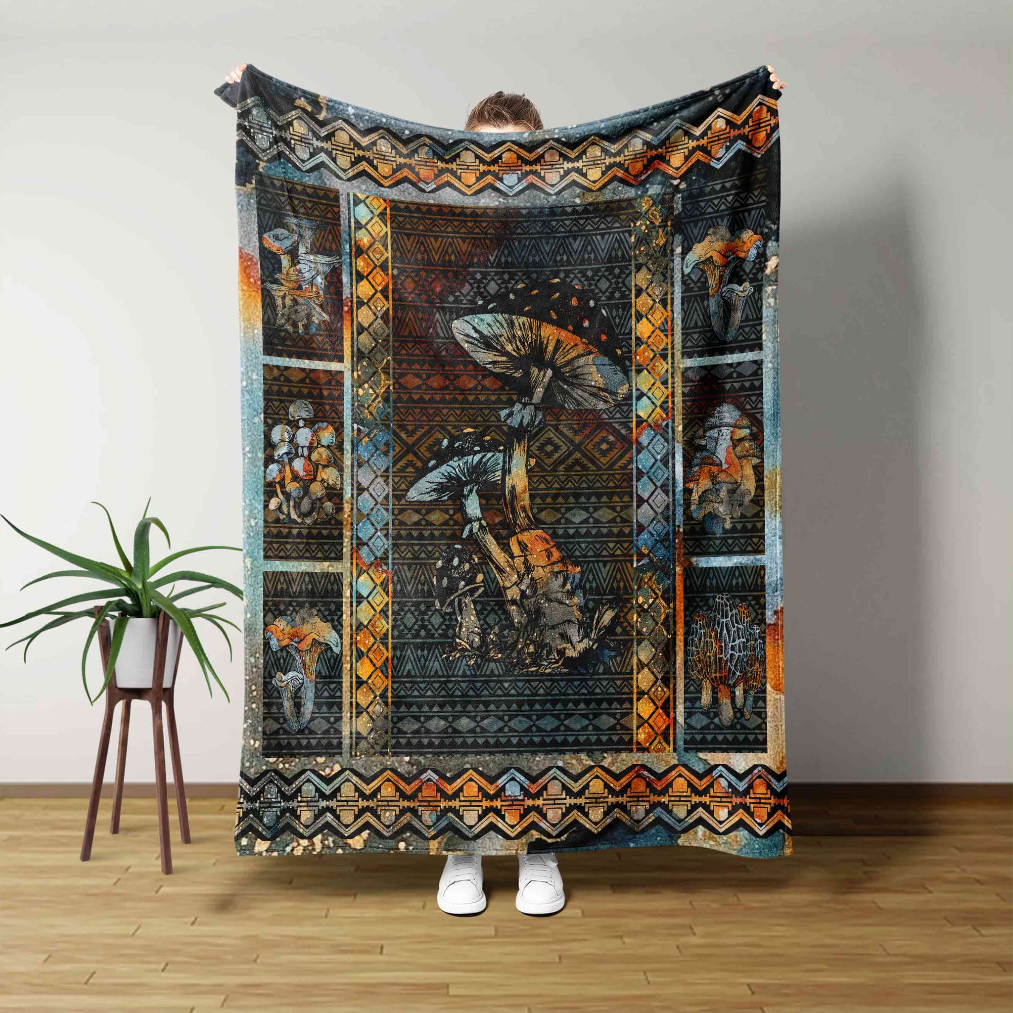 Quilt Blanket Patterns, Mushroom Blanket, Family Blanket, Wall Art Blanket, Gift Blanket