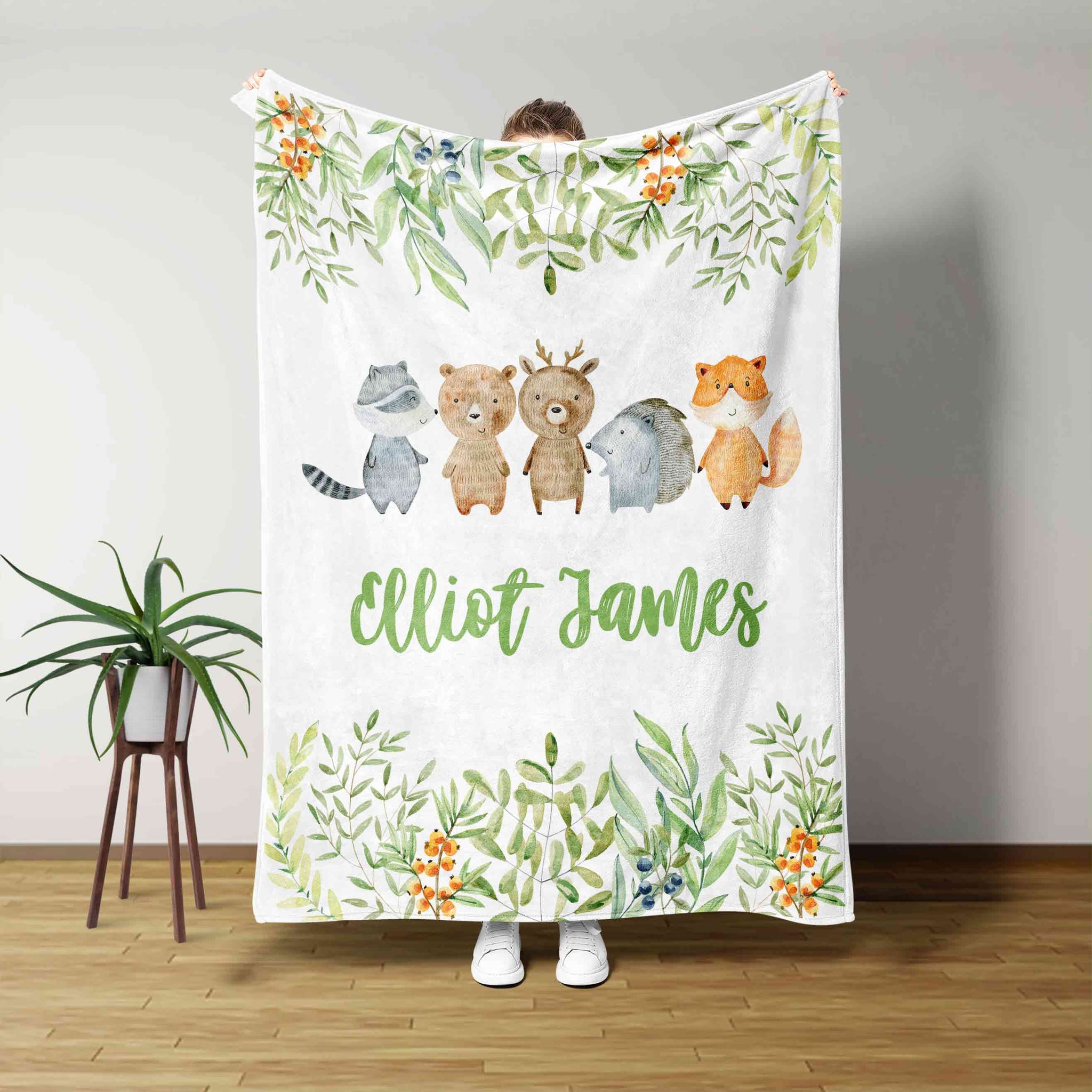 Custom Baby Blanket, Baby Blanket, Blanket Flower Leaves, Fox Blanket, Bear Blanket, Blanket For Baby