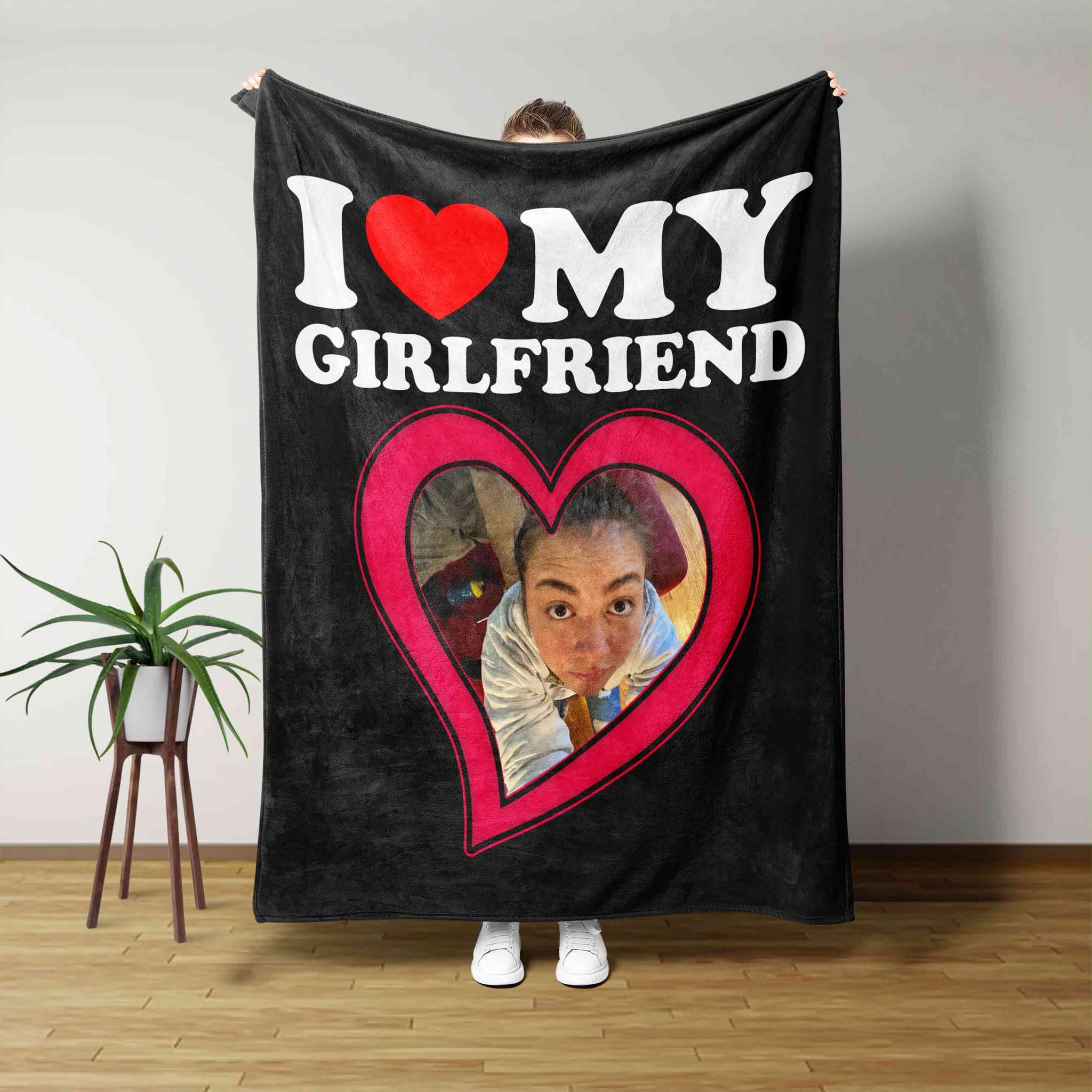 I Love My Girlfriend Blanket, Love Blanket, Heart Blanket, Custom Image Blanket, Gift Blanket