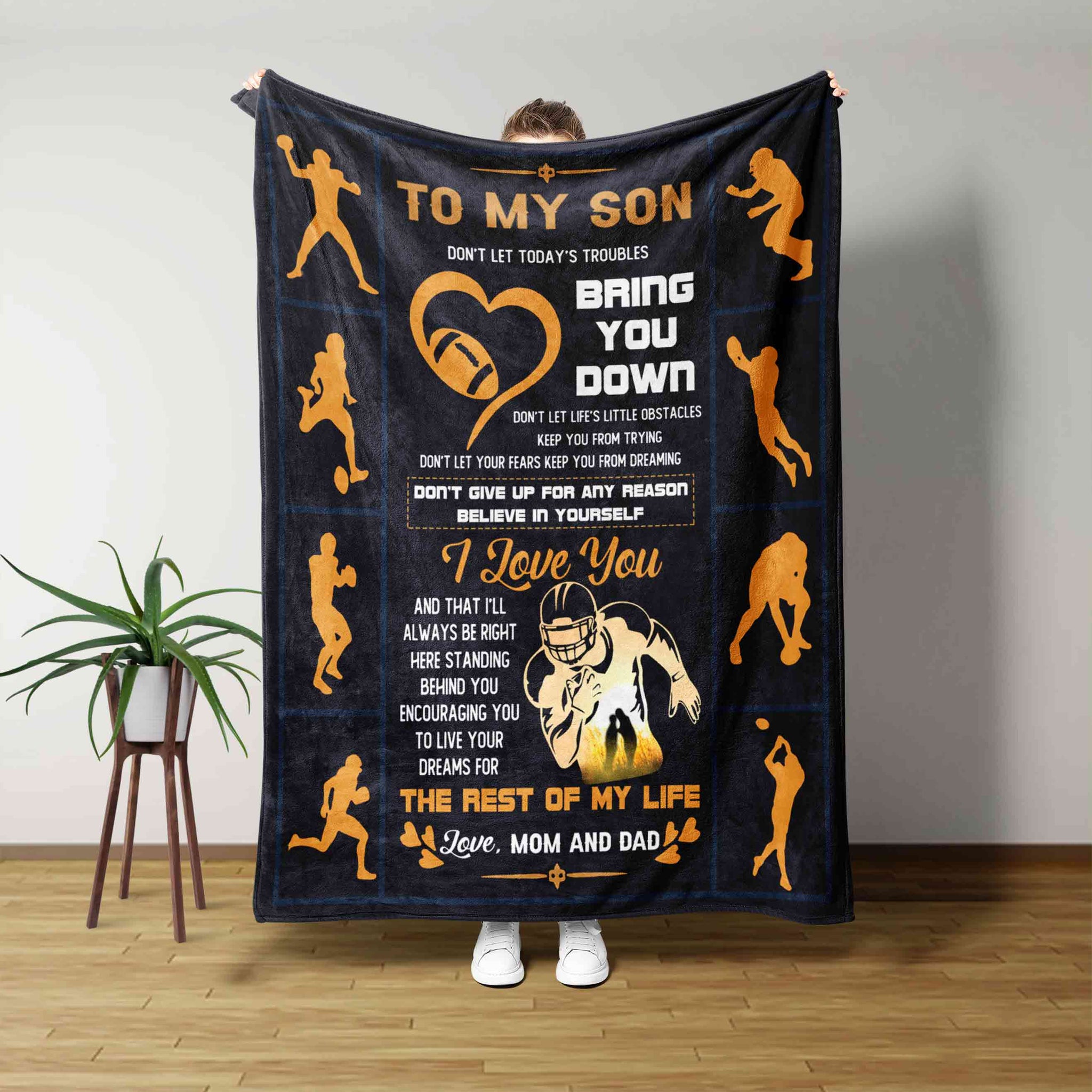To My Son Blanket, Football Blanket, Sport Blanket, Son Blanket, Custom Name Blanket, Family Blanket, Gift Blanket