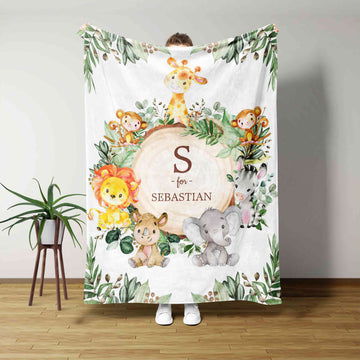 Custom Baby Blanket, Woodland Baby Blanket, Blanket Flower Leaves, Lion Blanket, Elephant Blanket, Blanket For Baby