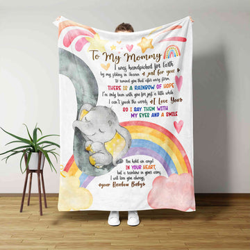 To My Mommy Blanket, Elephant Blanket, Rainbow Blanket, Heart Blanket, Custom Name Blanket, Gift Blanket