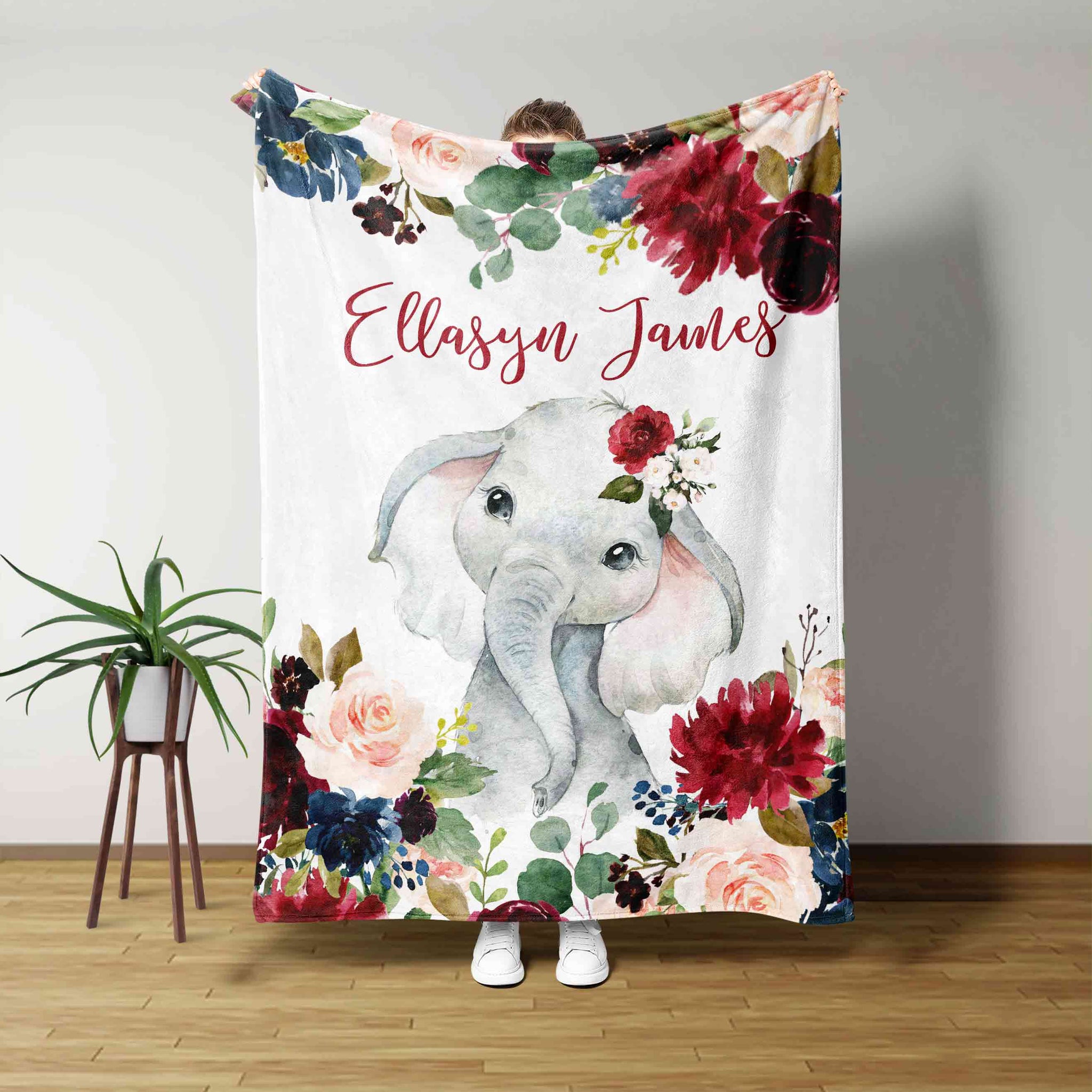 Custom Baby Blanket, Elephant Blanket, Flower Blanket, Rose Blanket, Family Blanket, Blanket For Baby