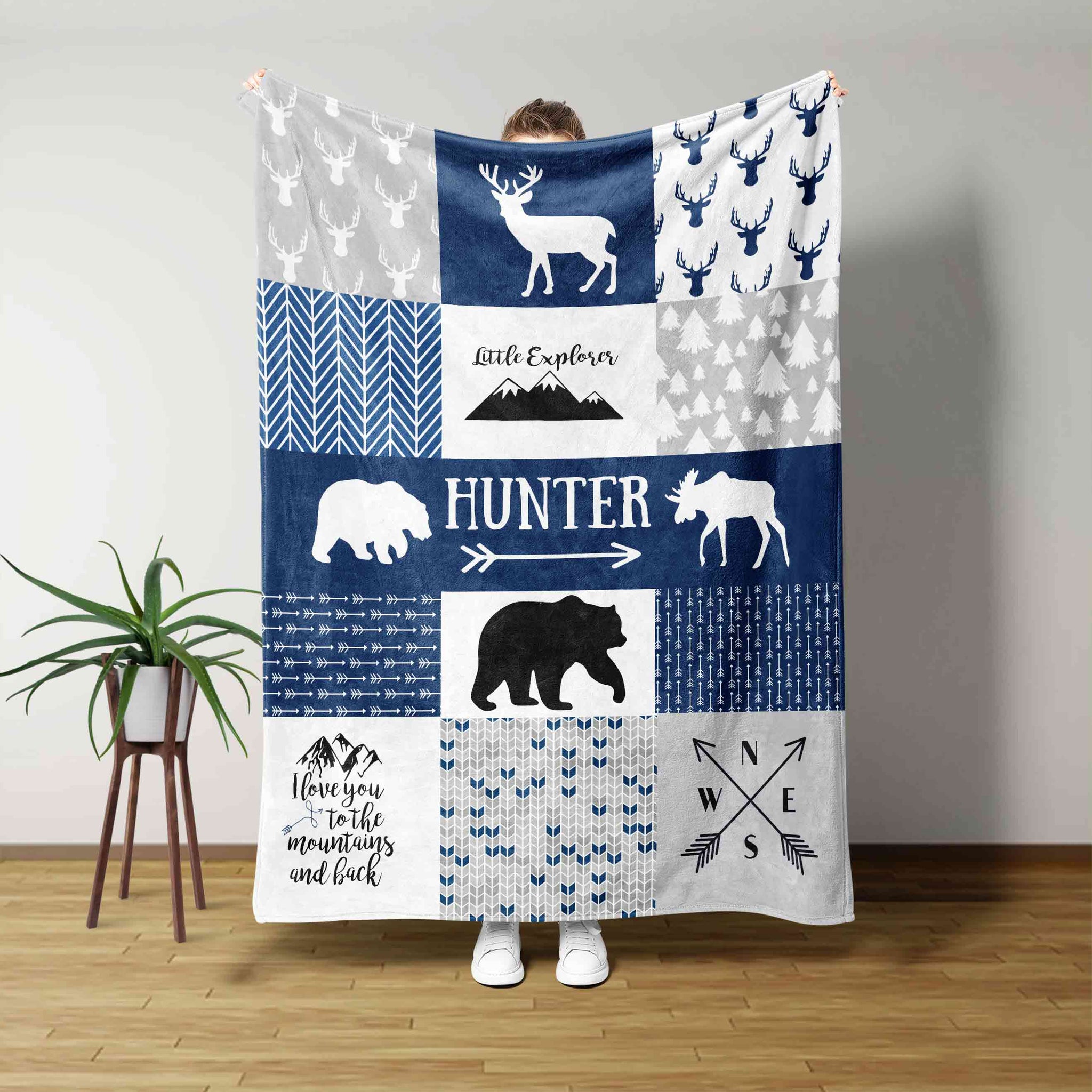 Personalized Name Blanket, Baby Blanket, Bear Blanket, Deer Blanket, Arrow Blanket, Winter Blanket, Gift Blanket