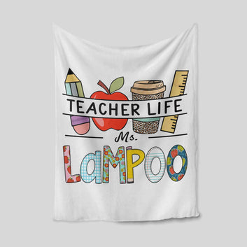 Teacher Life Blanket, Pen Blanket, Apple Blanket, Custom Name Blanket, Blanket For Teacher, Family Blanket, Gift Blanket