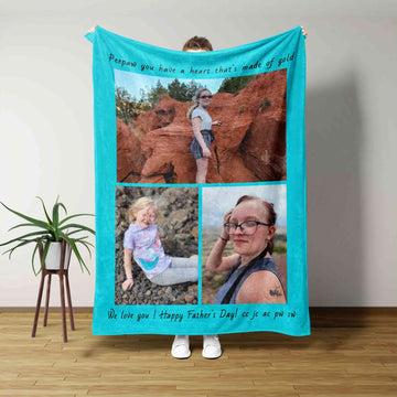 Happy Father's Day Blanket, Custom Image Blanket, Custom Name Blanket, Family Blanket, Gift Blanket