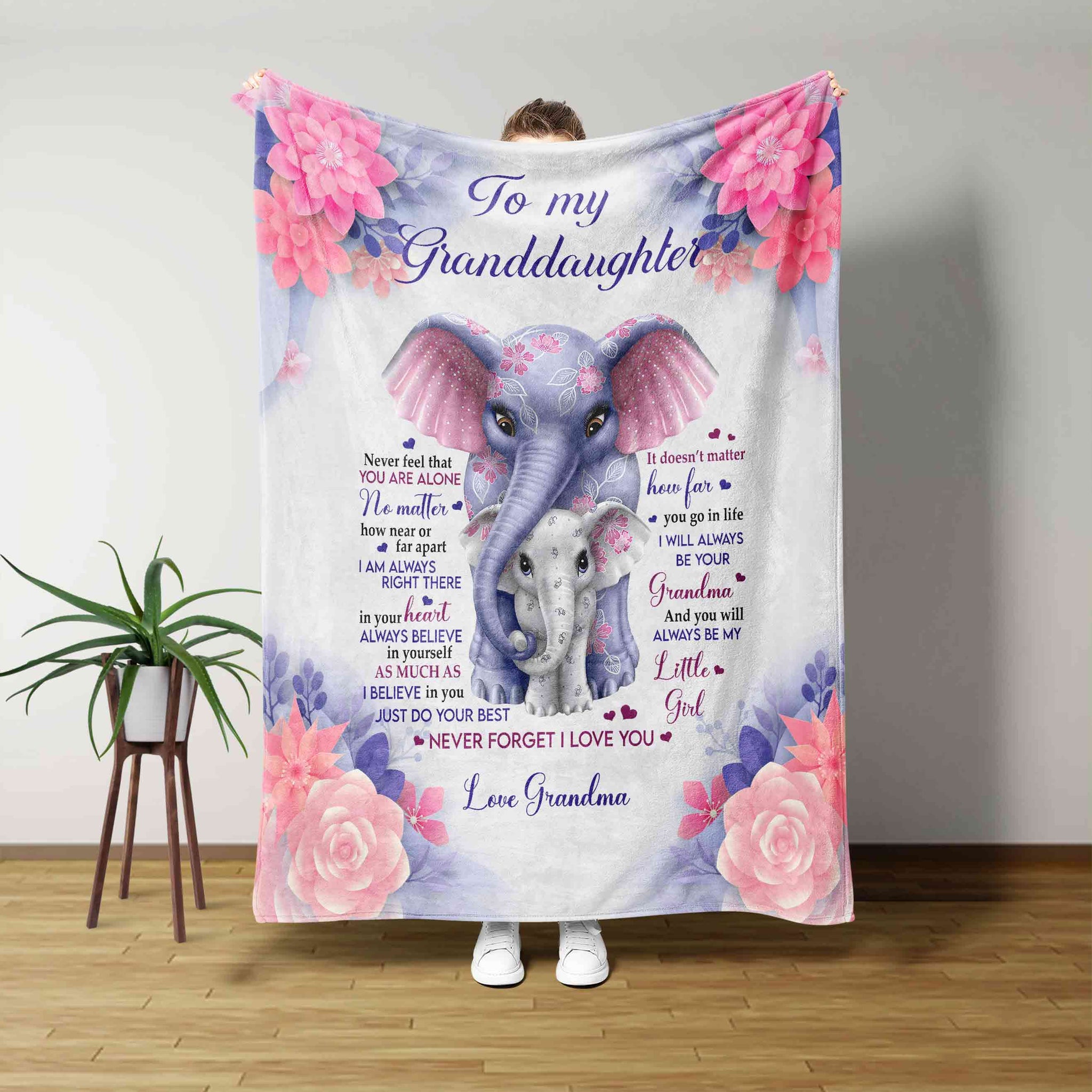 Personalized Name Blanket, Flower Blanket, Elephant Blanket, Family Blanket, Gift Blanket