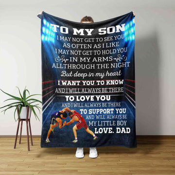 To My Son Blanket, Wrestling Blanket, Custom Name Blanket, Family Blanket, Gift Blanket