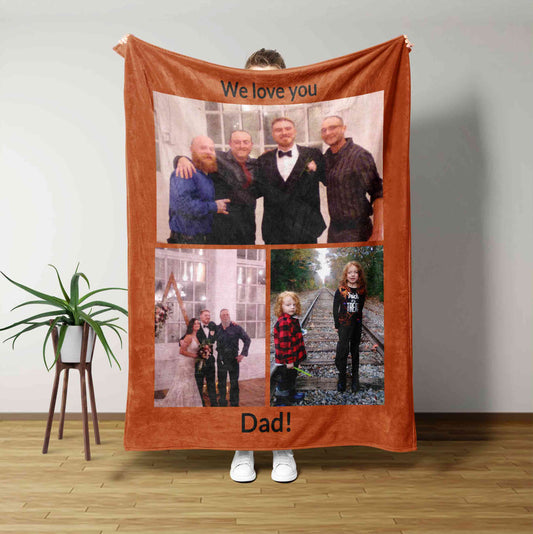 We Love You Blanket, Dad Blanket, Personalized Image Blanket, Personalized Name Blanket, Family Blanket, Gift Blanket