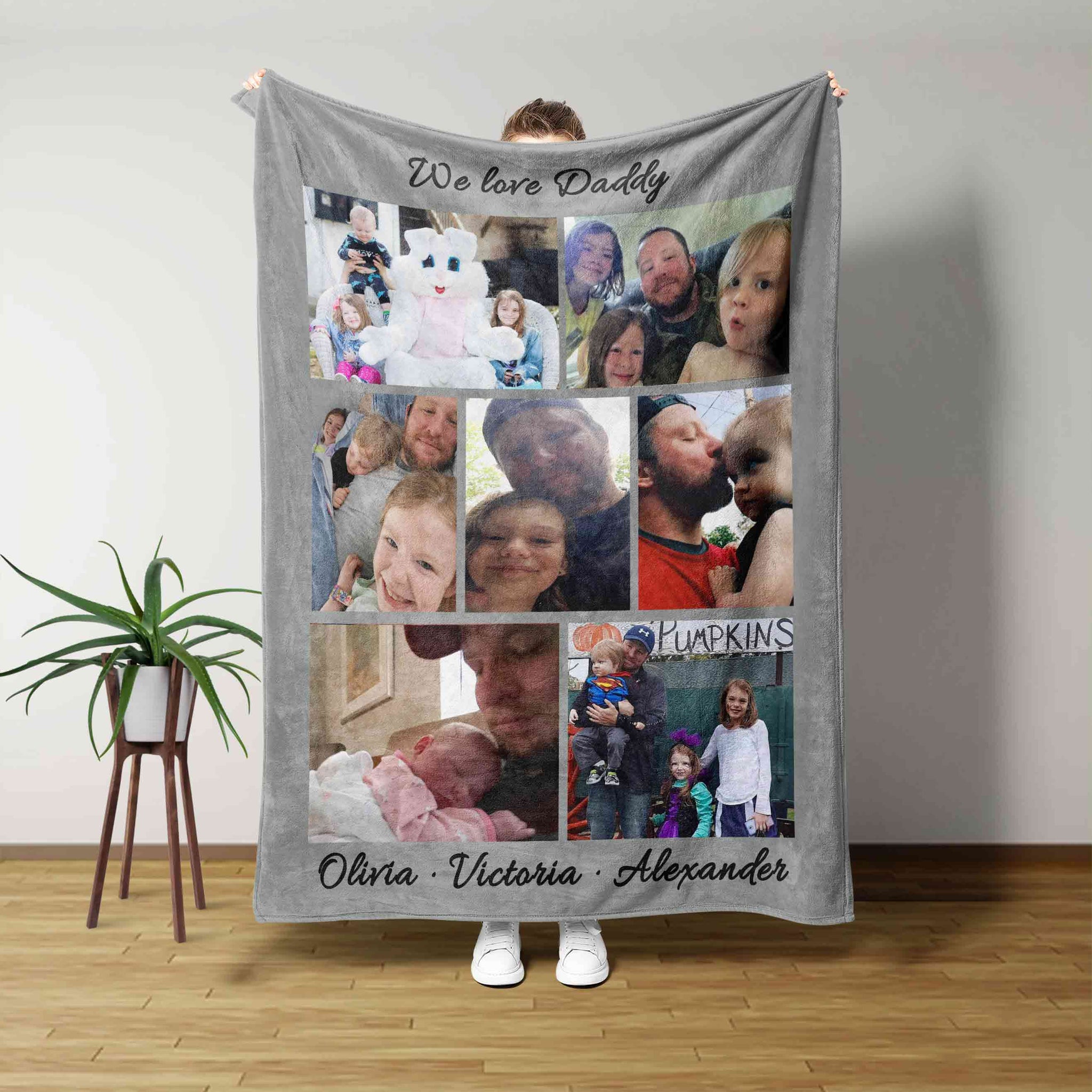 We Love Daddy Blanket, Dad Blanket, Personalized Image Blanket, Personalized Name Blanket, Family Blanket, Gift Blanket