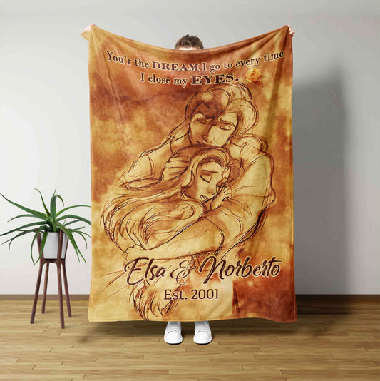 You'r The Dream I Go To Every Time Blanket, Couple Blanket, Hug Blanket, Custom Name Blanket, Gift Blanket