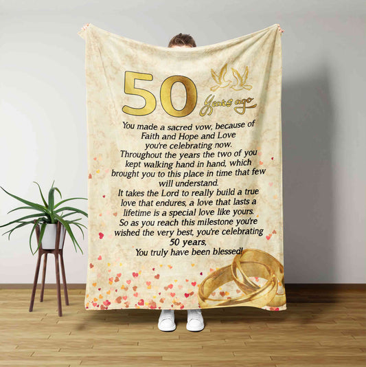 50 Years Ago Blanket, Wedding Blanket, Anniversary Blanket, Heart Blanket, Custom Year Blanket, Family Blanket, Gift Blanket