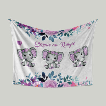 Custom Baby Blanket, Baby Blanket, Elephant Blanket, Rose Blanket, Family Blanket, Blanket For Baby, Gift Blanket