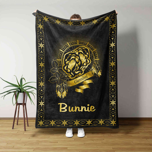 Zodiac Blanket, Gemini Blanket, Custom Name Blanket, Family Blanket, Gift Blanket