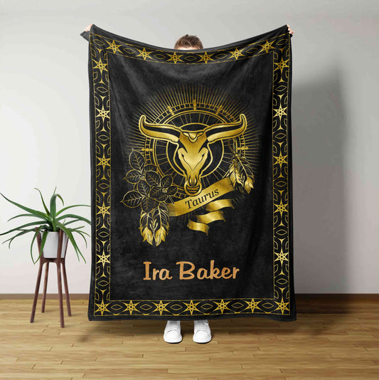 Zodiac Blanket, Taurus Blanket, Custom Name Blanket, Family Blanket, Gift Blanket
