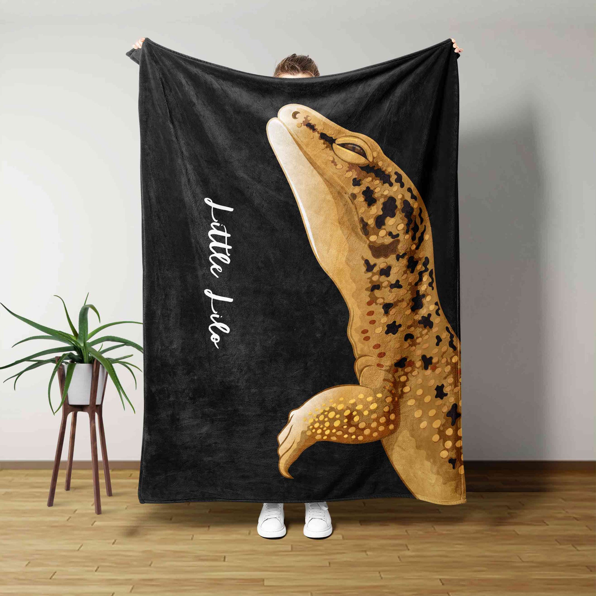 Personalized Name Blanket, Leopard Gecko Blanket, Pet Blanket, Custom Pet Blanket, Gift Blanket