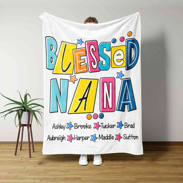 Blessed Nana Blanket, Star Blanket, Custom Name Blanket, Family Blanket, Gift Blanket