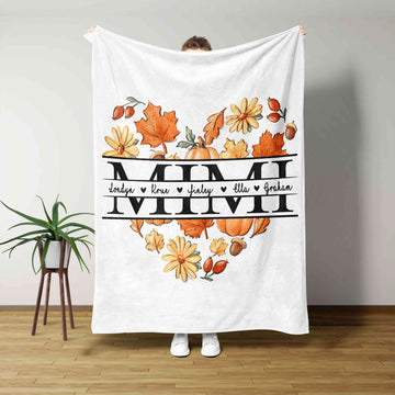 Personalized Name Blanket, Mimi Blanket, Flower Blanket, Pumpkin Blanket, Family Blanket, Gift Blanket