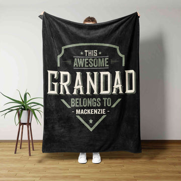 This Awesome Grandad Belongs To Blanket, Grandpa Blanket, Star Blanket, Family Blanket, Custom Name Blanket, Gift Blanket