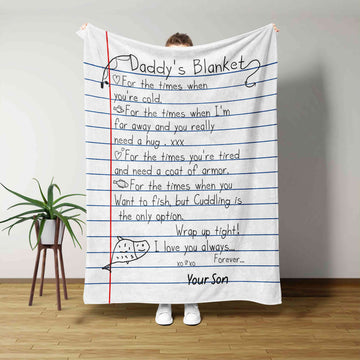 Daddy's Blanket, Notebook Paper Blanket, Fish Blanket, Custom Name Blanket, Family Blanket, Gift Blanket