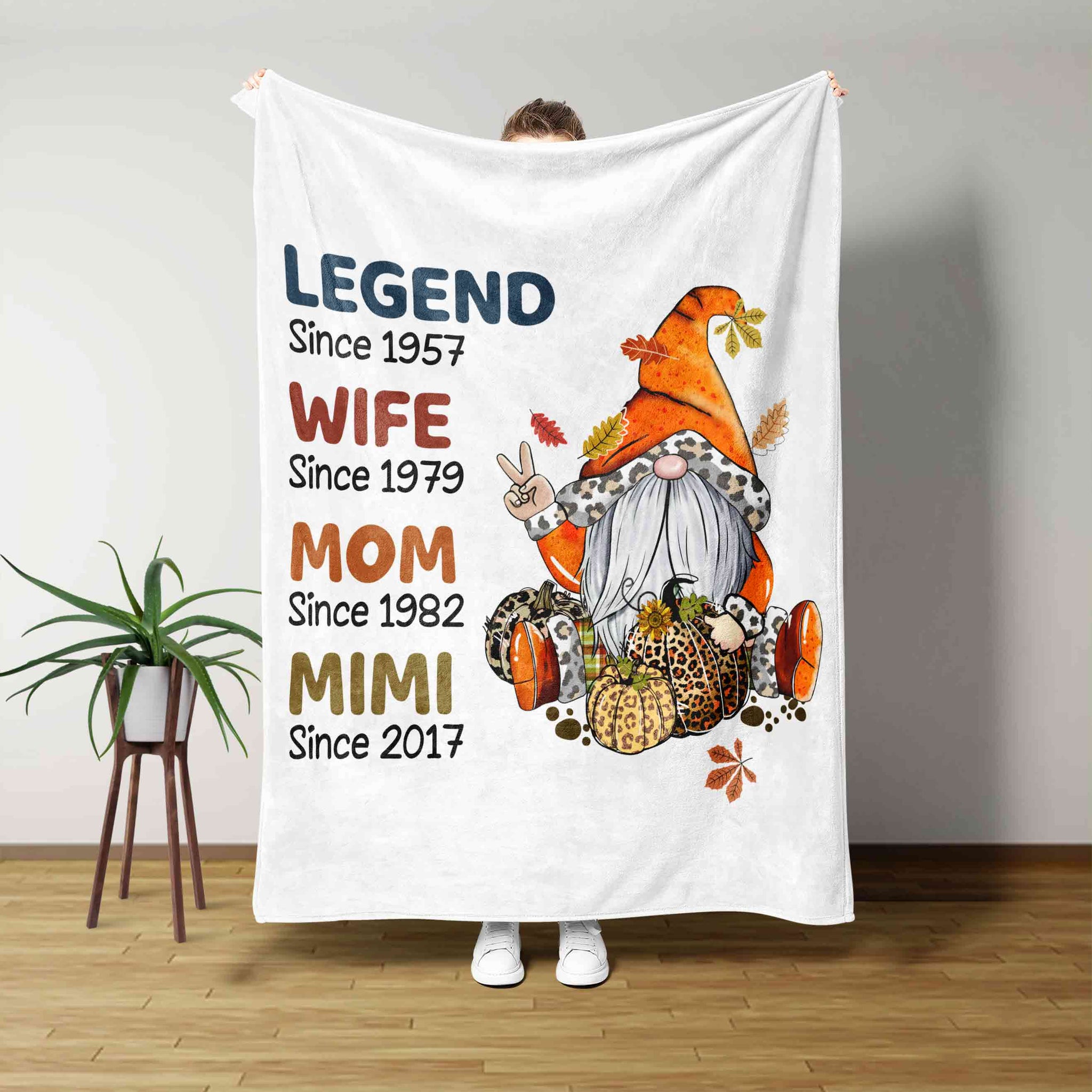 Legend Wife Mom Mimi Blanket, Gnome Blanket, Pumpkin Blanket, Custom Name Blanket, Gift Blanket