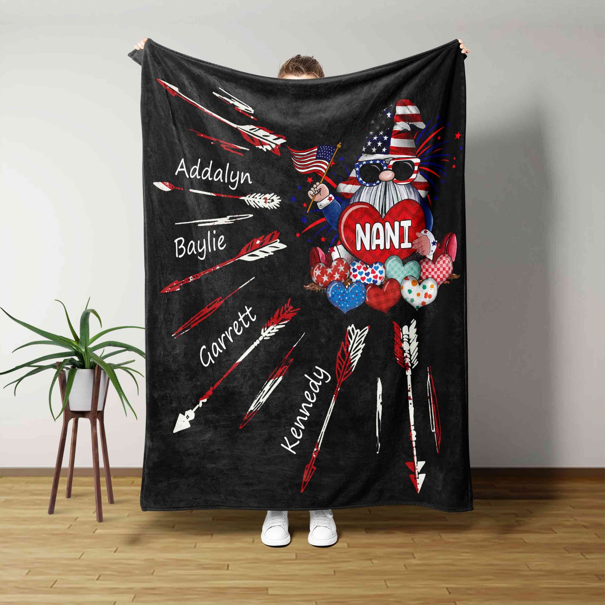 Nani Blanket, Gnome Blanket, Arrow Blanket, American Flag Blanket, Heart Blanket, Custom Name Blanket, Gift Blanket