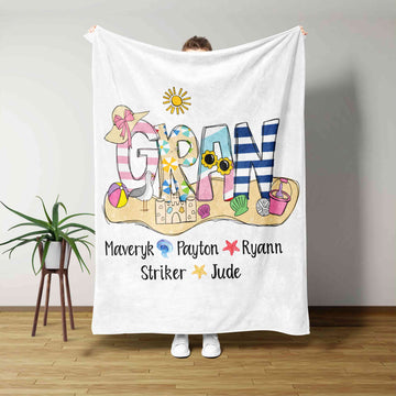 Gran Blanket, Summer Blanket, Sun Blanket, Starfish Blanket, Custom Name Blanket, Family Blanket, Gift Blanket
