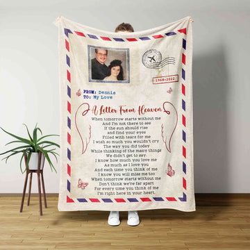 A Letter From Heaven Blanket, Butterfly Blanket, Custom Name Blanket, Custom Image Blanket, Memorial Blanket, Gift Blanket
