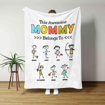 This Awesome Mommy Belongs To Blanket, Mom Blanket, Child Blanket, Sport Blanket, Custom Name Blanket, Family Blanket