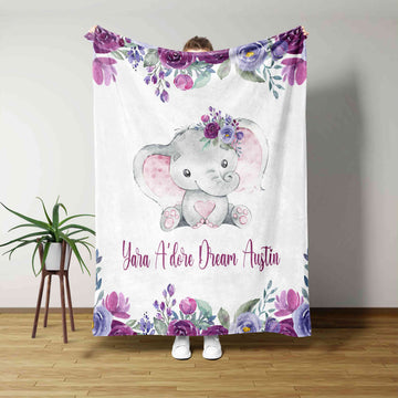 Custom Baby Blanket, Elephant Blanket, Rose Blanket, Family Blanket, Blanket For Baby, Gift Blanket