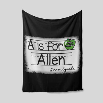 A Is For Allen Blanket, Apple Blanket, Custom Name Blanket, School Blanket, Gift Blanket