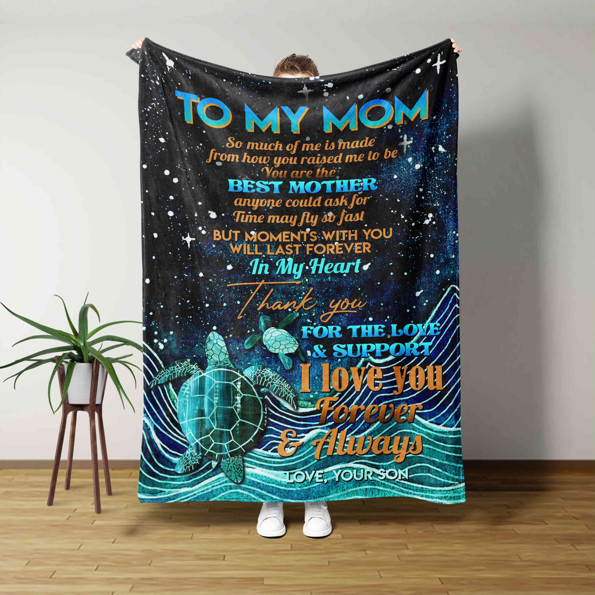 To My Mom Blanket, Mom Blanket, Turtle Blanket, Custom Name Blanket, Family Blanket, Gift Blanket