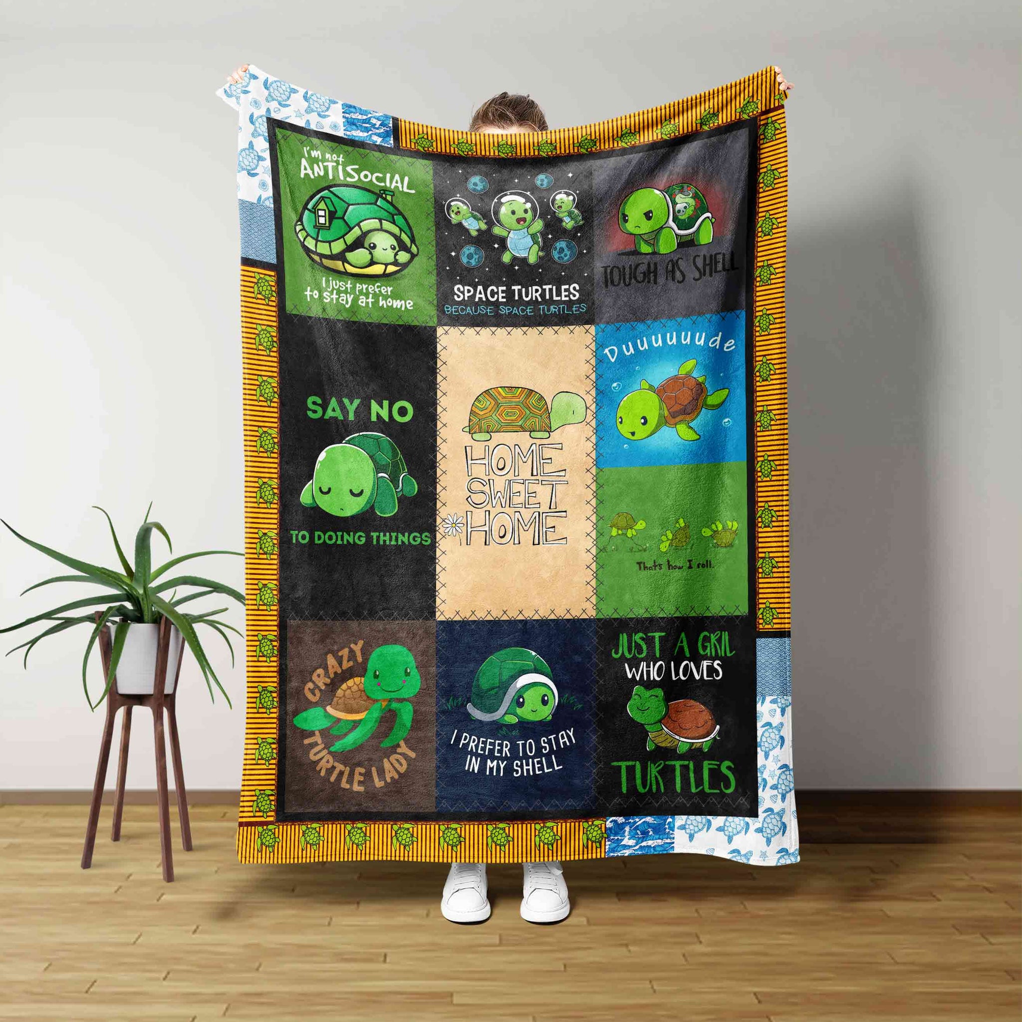 Home Sweet Home Blanket, Turtle Blanket, Cartoon Blanket, Cute Blanket, Blanket For Kid, Family Blanket