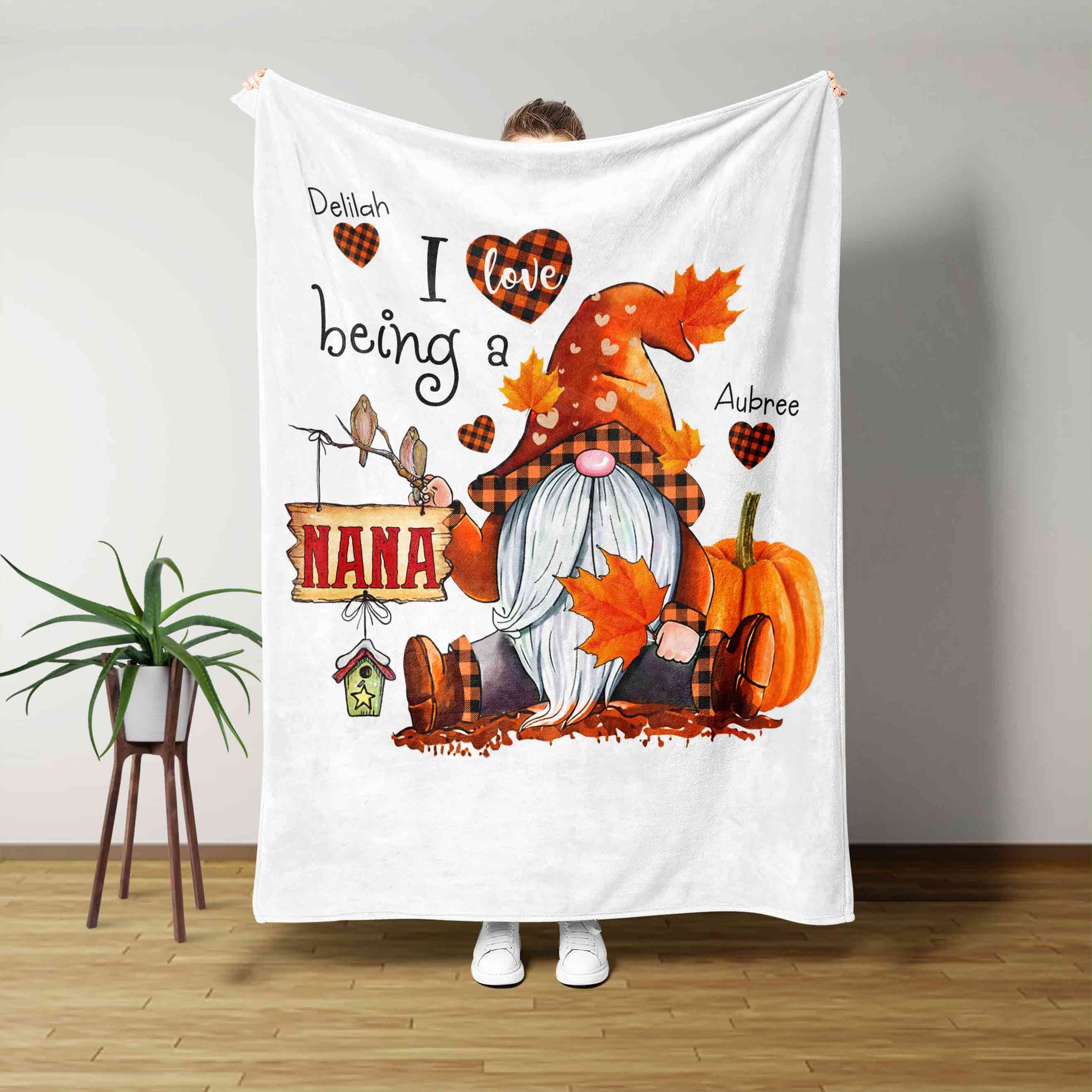 I Love Bing A Nana Blanket, Gnome Blanket, Pumpkin Blanket, Custom Name Blanket, Family Blanket, Gift Blanket