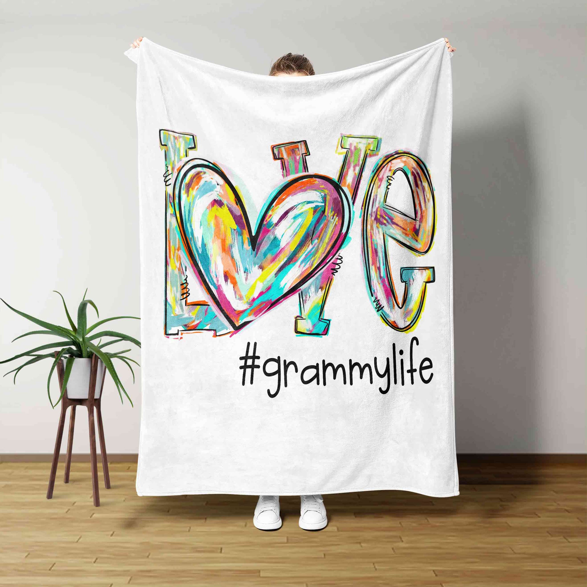 Love Grammy Life Blanket, Grammy Blanket, Heart Blanket, Custom Name Blanket, Family Blanket, Gift Blanket