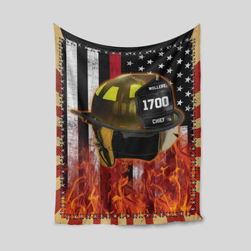 Personalized Name Blanket, Firefighter Blanket, American Flag Blanket, Blanket For Firefighter, Gift Blanket