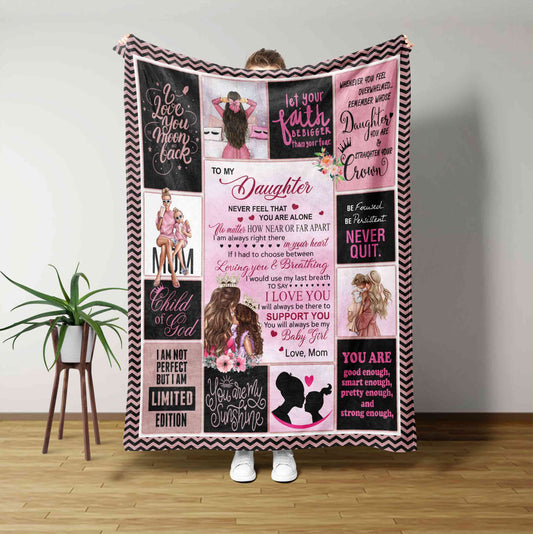 To My Daughter Blanket, Mom And Daughter Blanket, Custom Name Blanket, Family Blanket, Gift Blanket