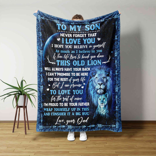 To My Son Blanket, Lion Blanket, Custom Name Blanket, Family Blanket, Blanket For Gift