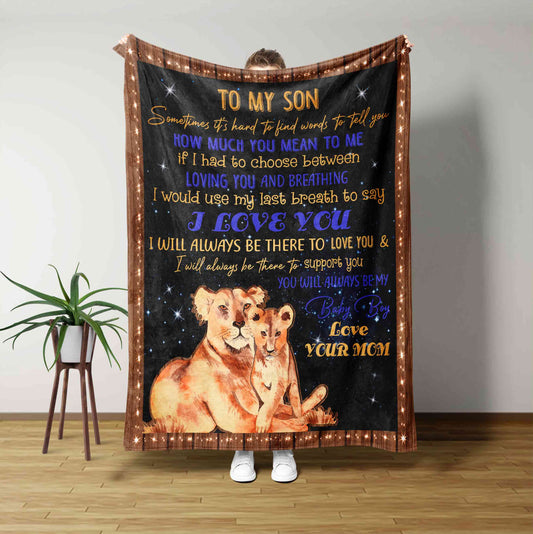 To My Son Blanket, Lion Blanket, Custom Name Blanket, Family Blanket, Gift Blanket