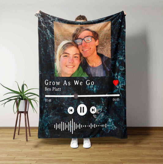 Custom Spotify Code Music Blanket, Custom Photo Blanket, Anniversary Blanket, Blanket For Couple