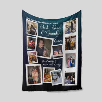 Best Dad & Grandpa Ever Blanket, Custom Photo Blanket, Father's Day Blanket, Gift Blanket
