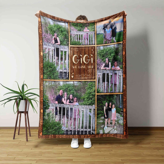 Gigi We Love You Blanket, Custom Photo Blanket, Personalized Picture Blanket, Family Blanket