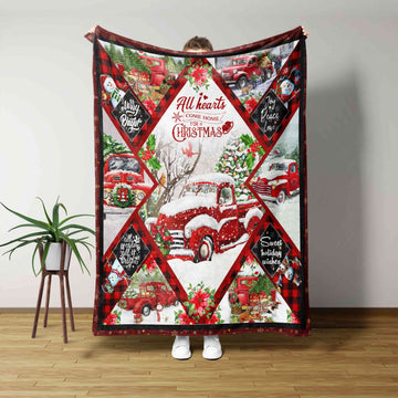 All Hearts Come Home For Christmas Blanket, Snowman Blanket, Christmas Blanket, Family Blanket, Gift Blanket