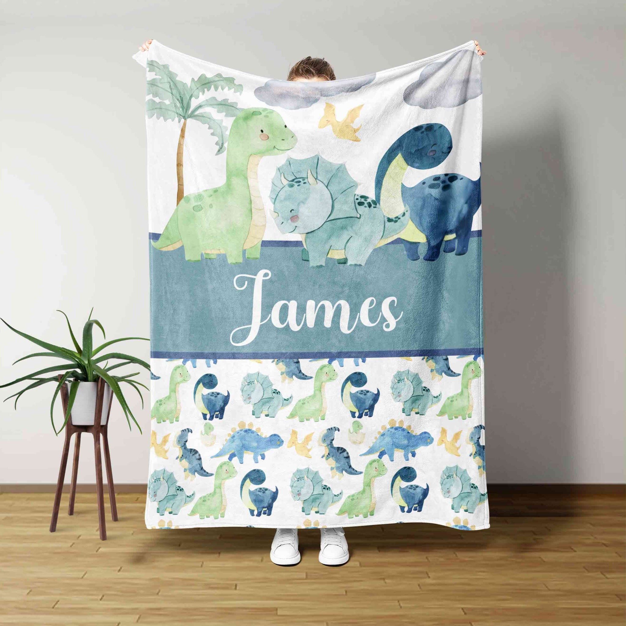 Custom Baby Blanket, Dinosaur Blanket, Cute Blanket, Baby Blanket With Name, Baby Blanket, Family Blanket, Kids Blanket