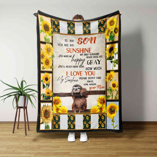 You Are My Sunshine Blanket, Personalized Name Blanket, Sloth Blanket, Sunflower Blanket, Gift Blanket, Family Blanket
