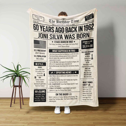 60 Years Ago Back In 1962 Blanket, Birthday Anniversary Blanket, Custom Name Blanket, Gift For Dad Mom Grandparents Blanket