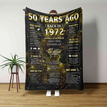 50 Years Ago Back In 1972 Blanket, Birthday Anniversary Blanket, Custom Name Blanket, Gift For Dad Mom Grandparents Blanket