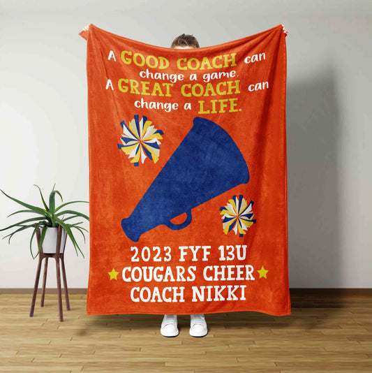 A Good Coach Can Change A Game Blanket, Blanket For Coach, Custom Name Blanket, Gift Blanket