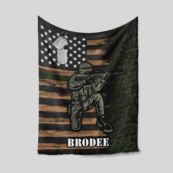 Personalized Name Blanket, Soldier Blanket, Veteran Blanket, American Flag Blanket, Family Blanket, Gift Blanket